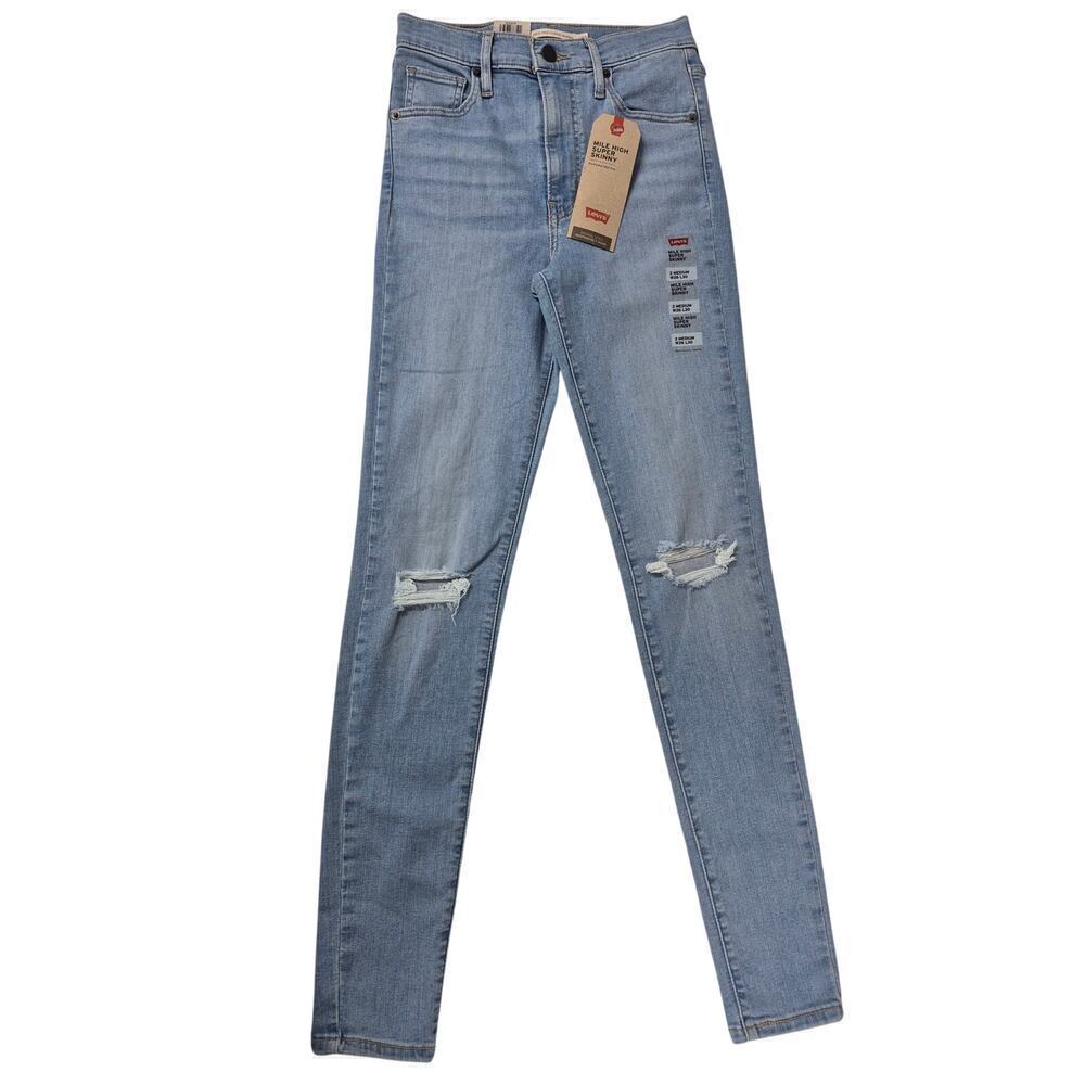 NWT Levi Strauss Mile High Super Skinny High Waist Blue Jeans Sz 2 M 26x30